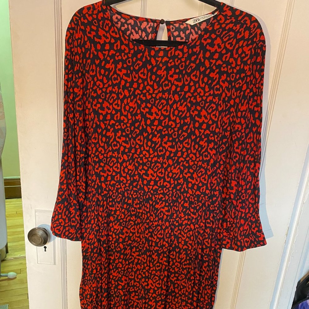 Zara Red Leopard Print Maxi Dress (L)